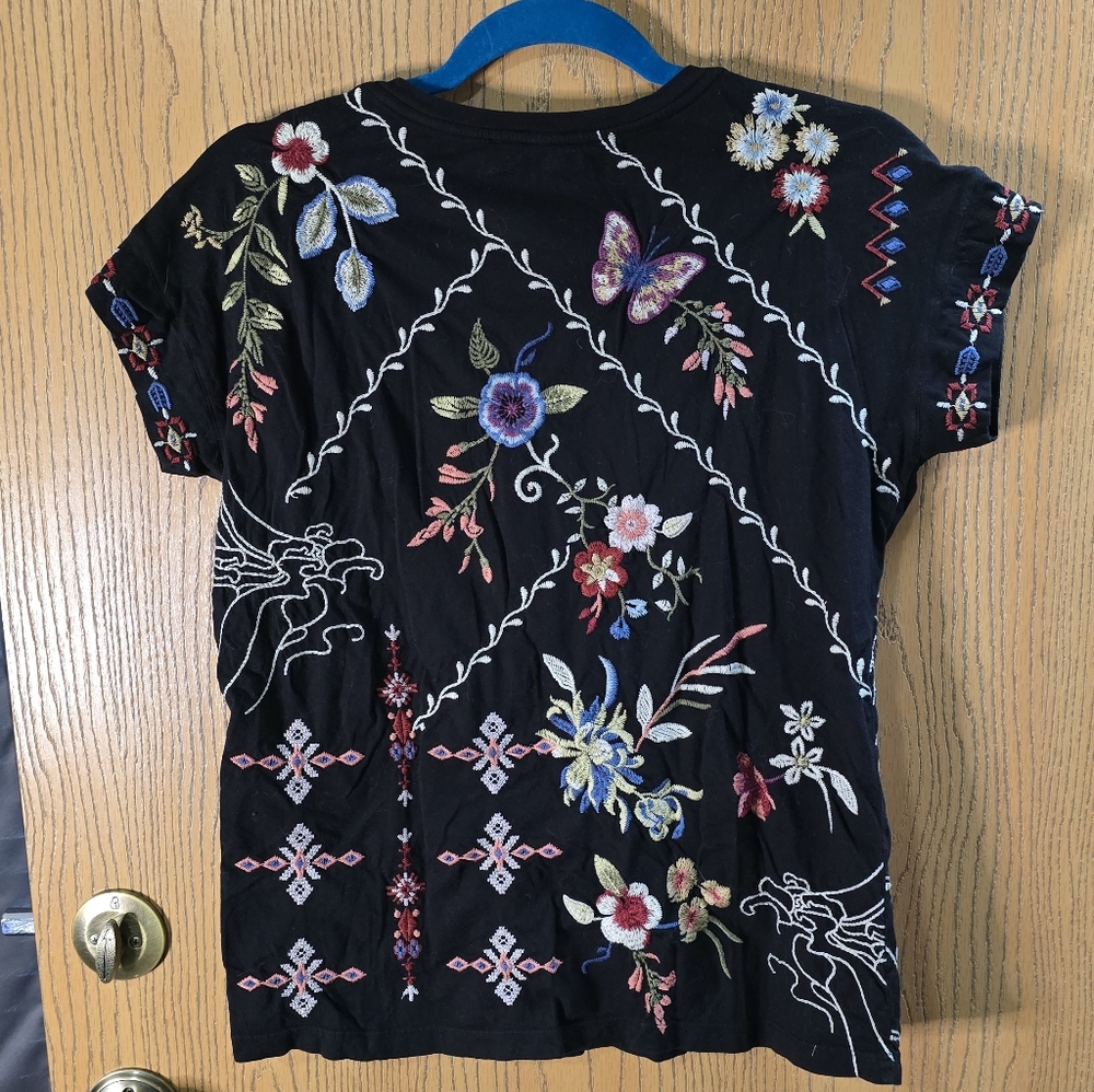 Johnny Was Multicolor Embroidered Short Sleeve Top - Picture 5 of 5